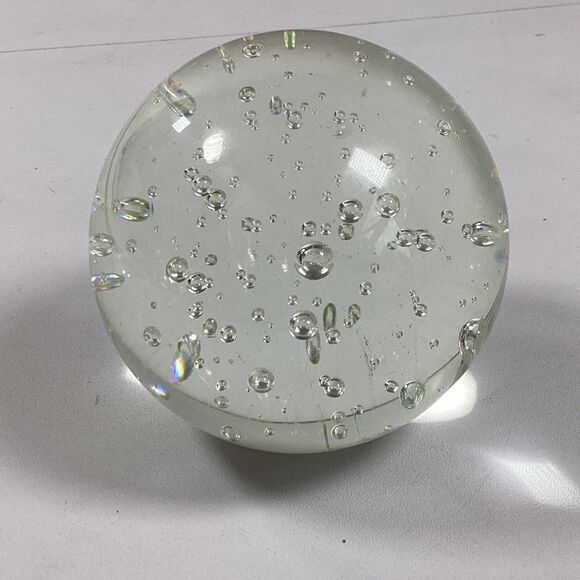 Vintage Paperweight Glass Sphere Clear Controlled Bubbles 3" - Picture 1 of 7